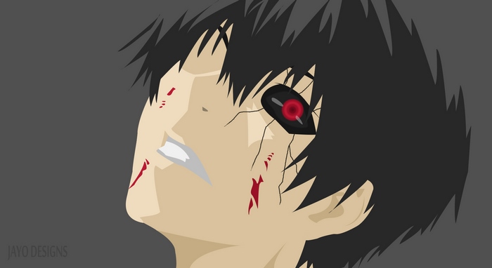 Ken Kaneki from Tokyo Ghoul with red eye