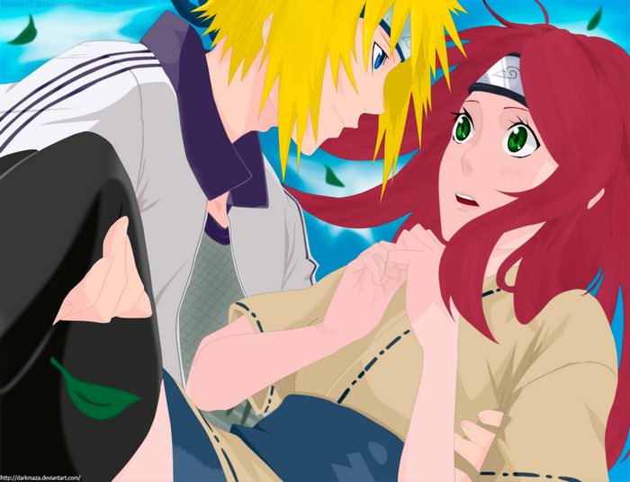 Minato Namikaze Holding Kushina Uzumaki