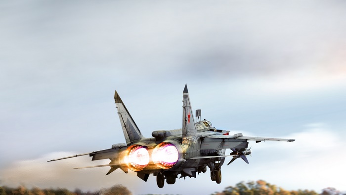 Mikoyan MiG-31 Jet Fighter Taking Off