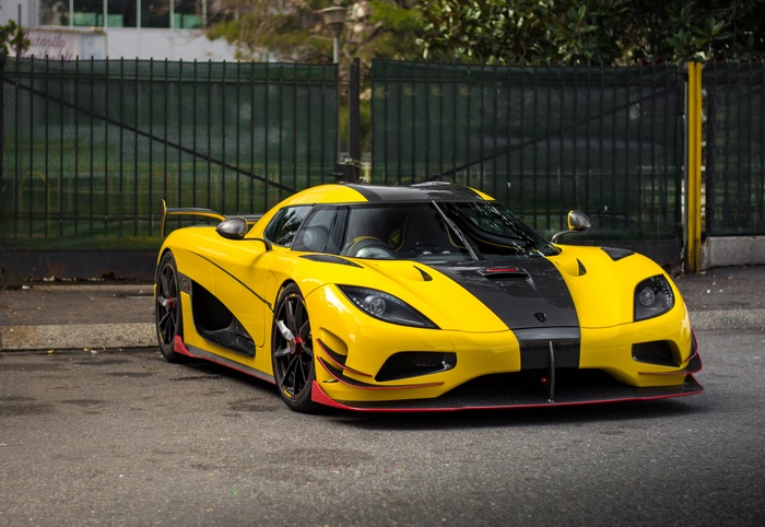 Yellow and black Koenigsegg Agera sports car