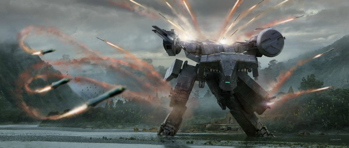 Metal Gear Solid Metal Gear REX firing missiles in jungle