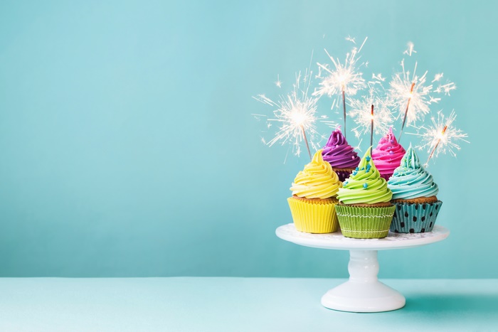 Colorful Cupcakes with Sparkling Candles