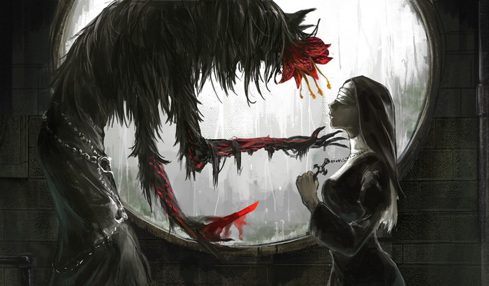 Monster and Nun by a Window