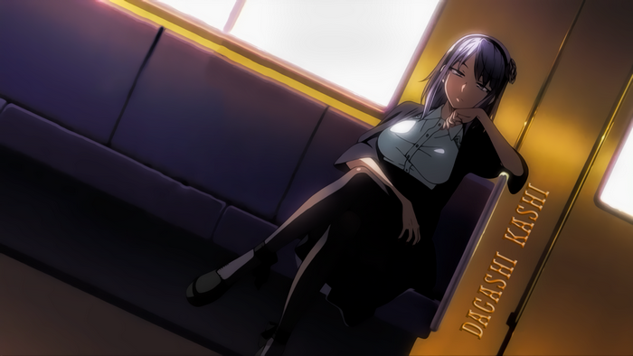 Hotaru Shidare from Dagashi Kashi sitting on a train