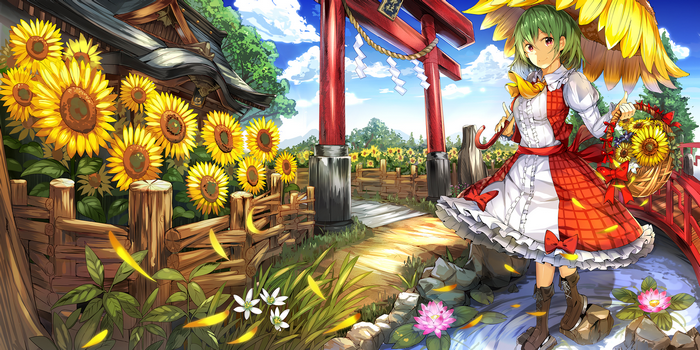 Yuuka Kazami with sunflowers