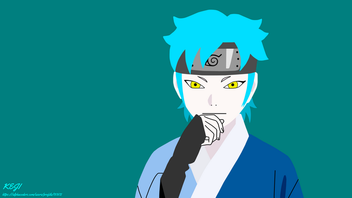 Minimalist Mitsuki from Boruto with Blue Hair