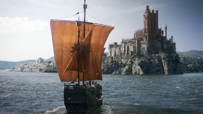 Ship approaching King's Landing in Game of Thrones