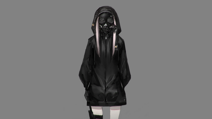 Girl with Gas Mask and Pink Hair