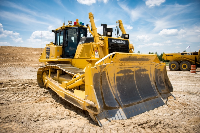 Komatsu D155AXi bulldozer on a construction site