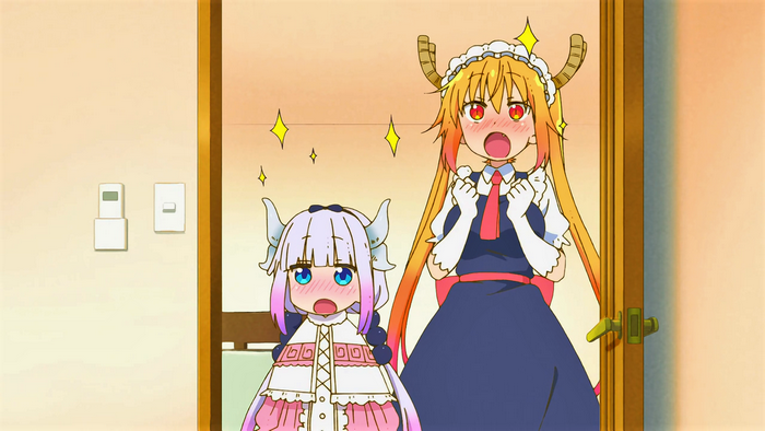Excited Kanna Kamui and Tohru from Miss Kobayashis Dragon Maid
