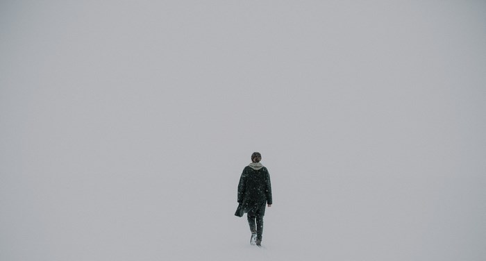 Person walking in snow