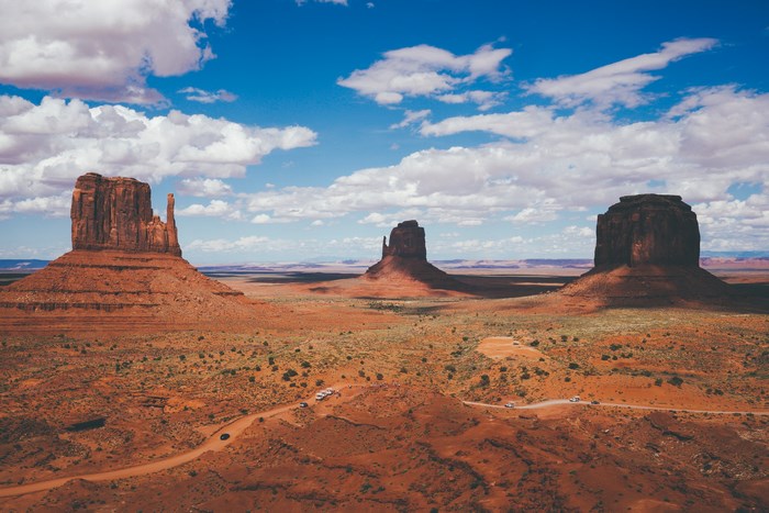 Monument Valley landscape with buttes and road