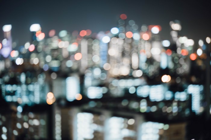 Bokeh city lights at night
