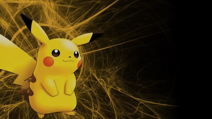 Pikachu from Pokemon on a dark background