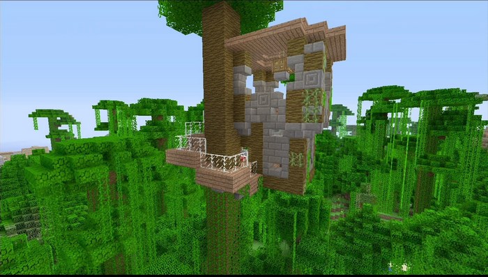 Minecraft Treehouse in a Lush Jungle Biome