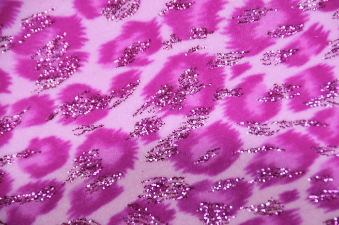 Pink Glitter Leopard Print Fabric