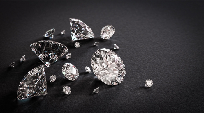 Scattered diamonds on a dark surface