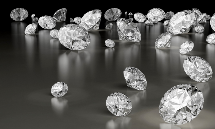 Scattered diamonds on a reflective surface