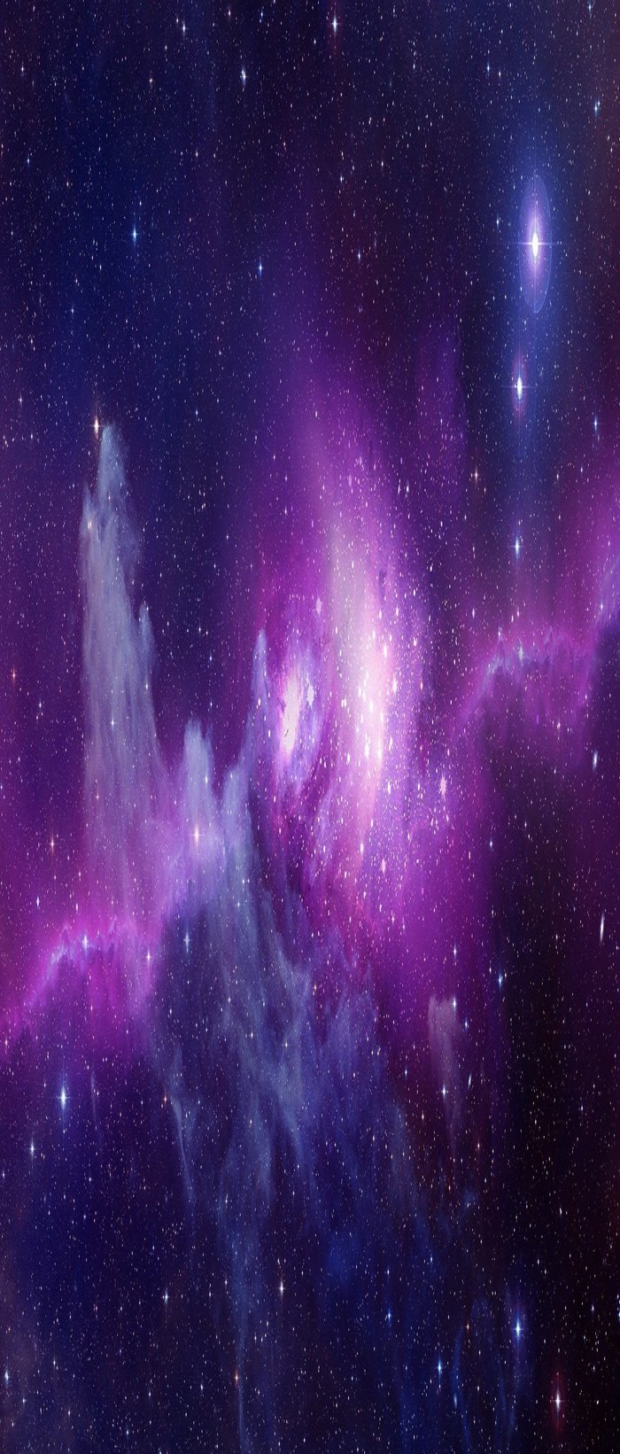 Galaxy with purple and blue nebulae and stars