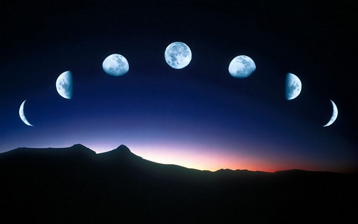 Phases of the Moon Over Mountains