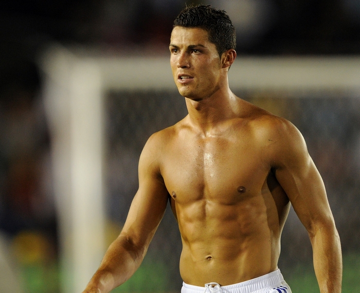 Cristiano Ronaldo Shirtless on Football Field