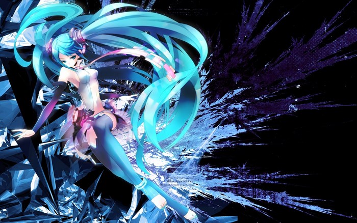 Hatsune Miku with abstract blue background
