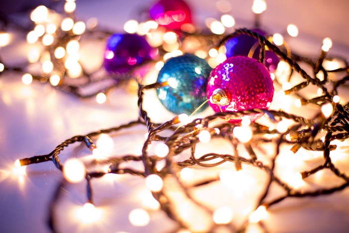 Christmas lights and ornaments