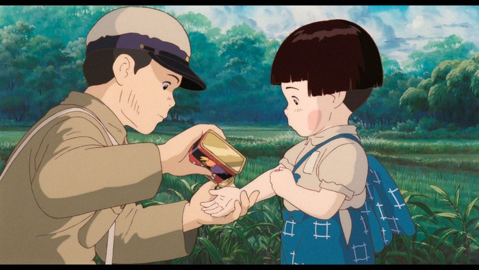 Grave of the Fireflies: Seita applies ointment to Setsuko