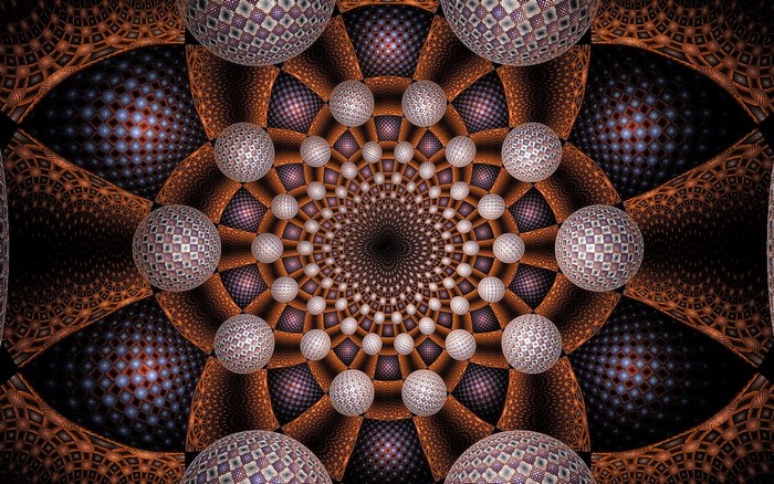 Intricate Geometric Fractal with Spheres and Patterns