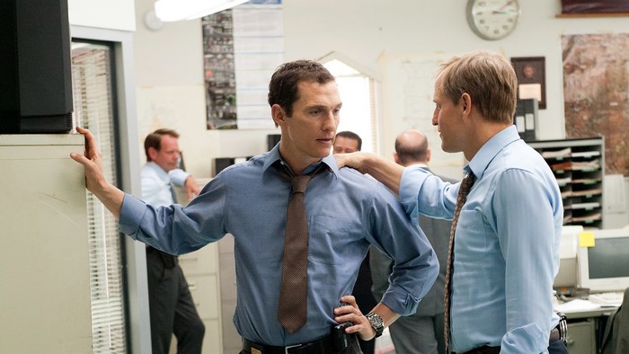 Two men from True Detective in an office