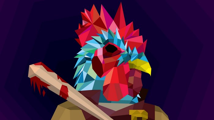 Hotline Miami Rooster Masked Character with Baseball Bat