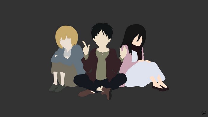 Eren, Mikasa, and Armin from Attack on Titan
