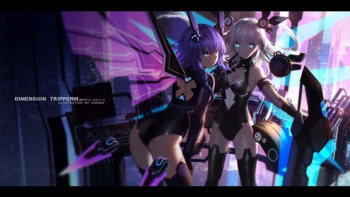 Purple Heart and Black Heart from Hyperdimension Neptunia