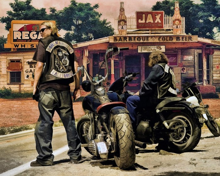 Jax Teller and Chibs Telford from Sons of Anarchy at Jax Bar