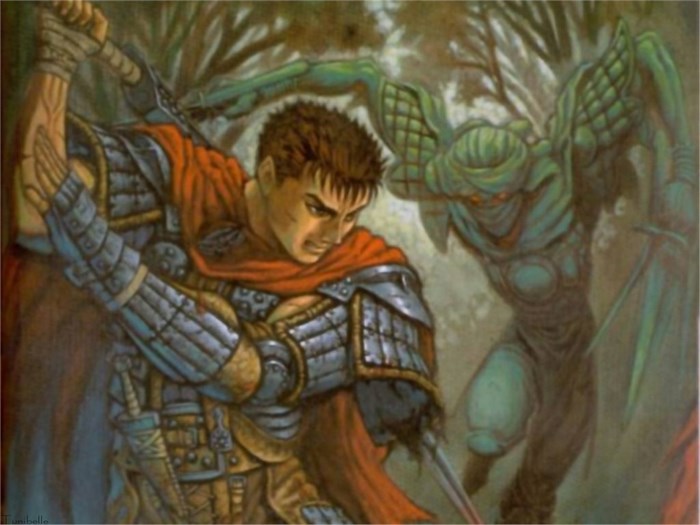 Guts from Berserk fighting a demon
