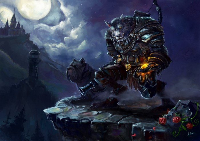 Werewolf warrior with dog in World of Warcraft