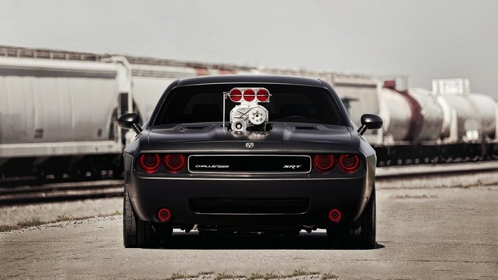 Black Dodge Challenger SRT with Supercharger