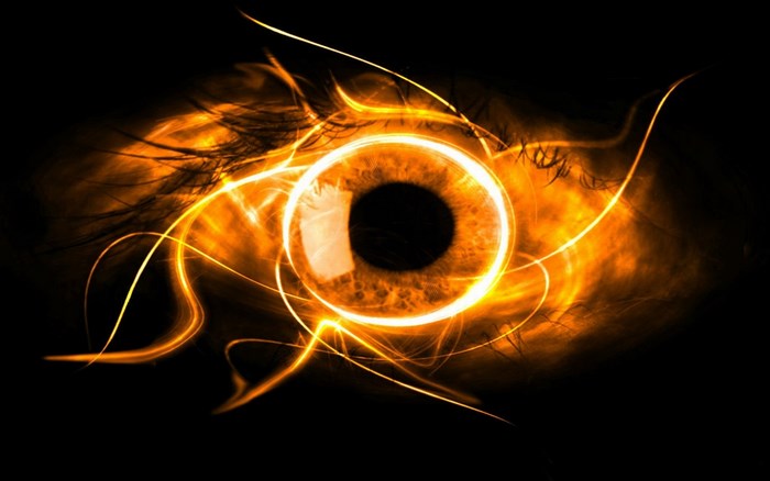 Fiery Eye with Swirling Lights