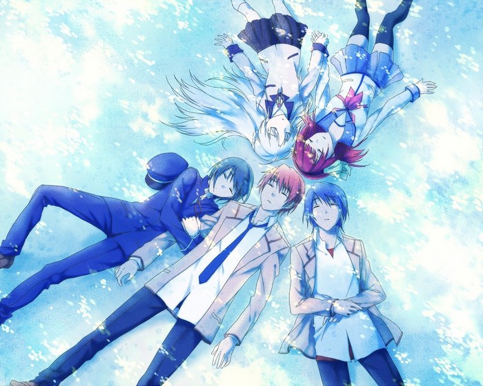 Angel Beats! characters lying down together