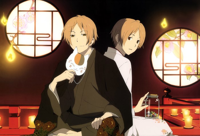 Natsume Yuujinchou characters with masks and jar