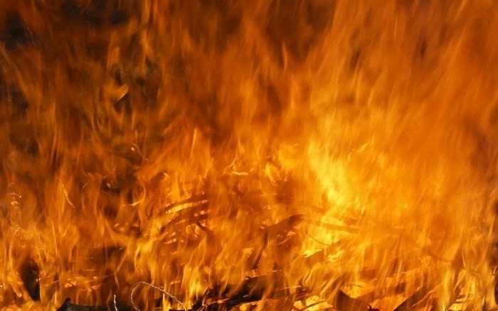 Close-up of a large bonfire with flames