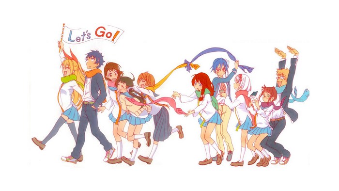Group of anime characters from Nisekoi walking