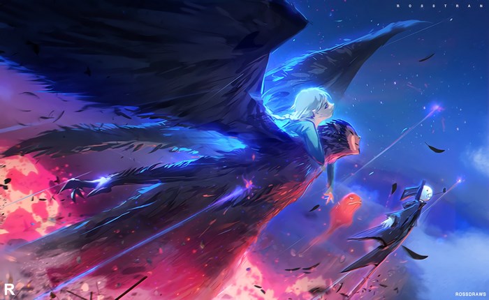Howl's Moving Castle: Howl and Sophie flying
