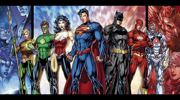 Justice League of America characters standing together
