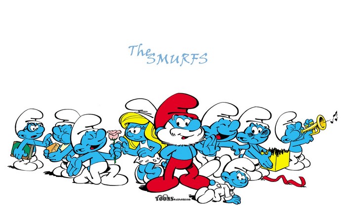 The Smurfs characters group illustration