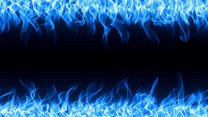 Blue flames border on black background