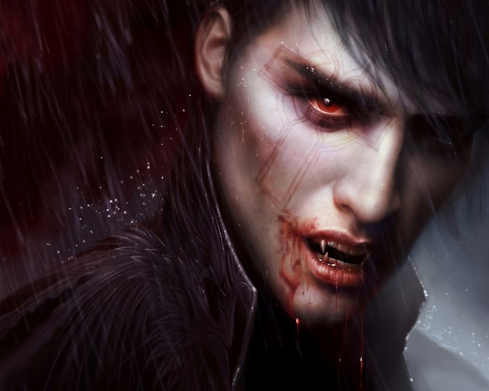 Vampire with blood on his face