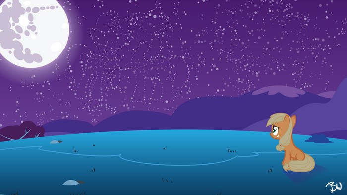 Applejack from My Little Pony under the night sky