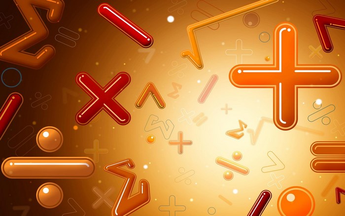 Mathematics symbols and equations on a golden background