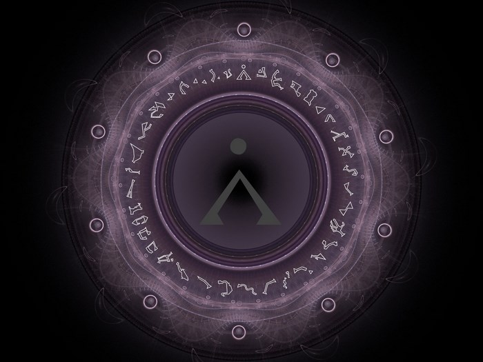 Mystical Circular Stargate Symbol with Ancient Glyphs